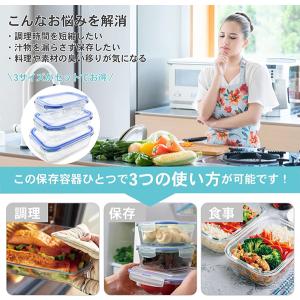 耐熱ガラス容器 大 中 小 3点セット 密閉 ...の詳細画像3