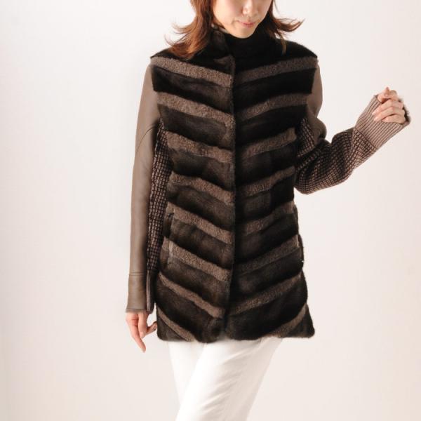 ［割引クーポン対象］毛皮/ムートンジャケット/1点限り トスカーナ ムートン ＆ ミンク ジャケット...