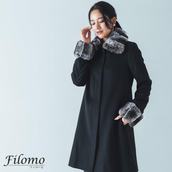 カシミヤ100% チンチラトリムコート レディース Filomo (02000324r)