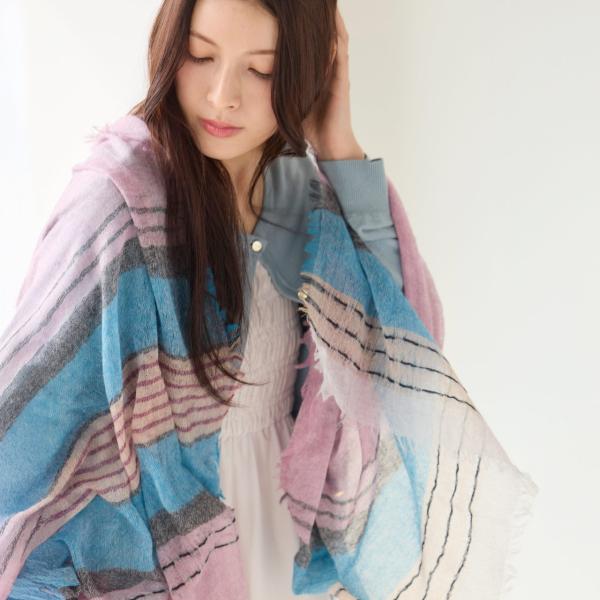 カシミヤストール カシミヤ100% アルバスカシミヤ 大判 188cm×77cm ピンク レディース...