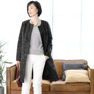 Filomo（フィローモ） レザー コート レディース 花柄 切り替え ラム