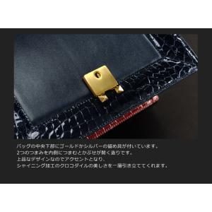 クロコダイルハンドバッグ シャイニング 加工/...の詳細画像5