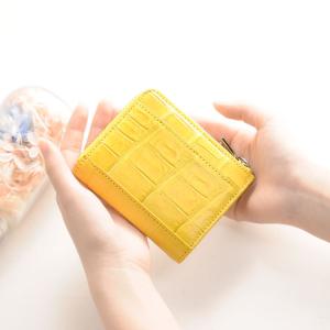 ［割引クーポン］クロコダイル ミニ財布 レディース マット加工 L字ファスナー ［ネコポスで送料無料］ (No.06000763-1) 母の日