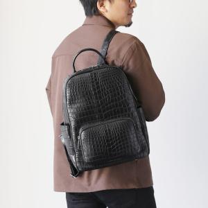 クロコダイル バッグ リュック メンズ ワニ革 本革 マット加工