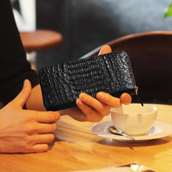 カイマン ラウンドファスナー 長財布 メンズ マット 加工 ゴールド金具 全9色 カード収納12枚 ...