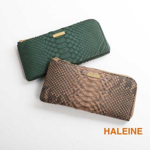 長財布 レディース L字ファスナー ダイヤモンドパイソン HALEINE ブランド (No.06001369) 本革 薄い 使い勝手 大人可愛い おしゃれ レザー 金運｜sankyo shokai-三京商会