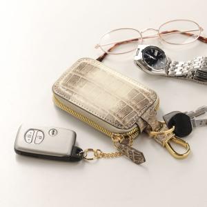 クロコダイル メンズ スマートキーケース マット 加工 シルバー 金具