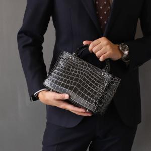 クロコダイル ミニ トート バッグ メンズ 日本製 手提げ ホワイト/バニラ/グリーン/ブラック(06001482-mens-1r) バレンタイン｜sankyo shokai-三京商会