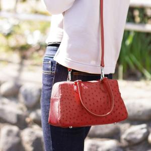 ロダニア RODANIA オーストリッチ×牛革 ショルダーバッグ レディース