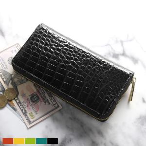 [期間限定価格]クロコダイル 長財布 メンズ ラウンドファスナー シャイニング 加工 ゴールド ファスナー 本革 紳士財布 (06001682-mens-1r)