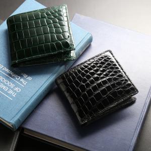 サイフ 二つ折り財布 Gシャイニングクロコ ENUINE CROCODILE CR-27