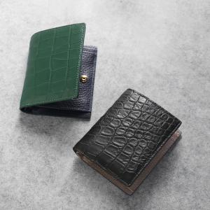 クロコダイル メンズ 折り財布 本革 バイカラー 二つ折り財布 小銭入れ