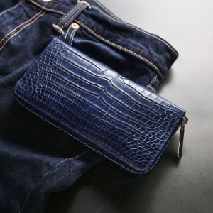 藍染 ポロサス 財布 メンズ スモール クロコダイル 長財布 日本製