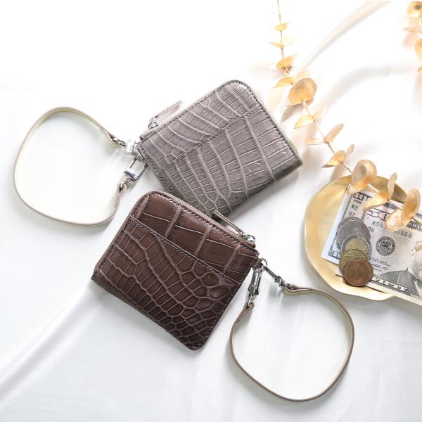[5%offクーポン]クロコダイル コンパクト財布 小さい財布 ラウンドファスナー L字ファスナー ...