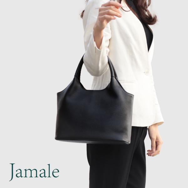 フォーマル 黒 Jamale/ジャマレ 日本製 牛革 ハンドバッグ ブラック バッグ シュリンク レ...