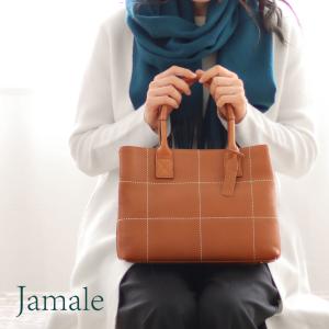 Jamale ブランド 本革 バッグ レディース レザー ナチュラル ステッチ デザイン 日本製 キャメル/レッド/ネイビー/ブラック (No.07000296)
