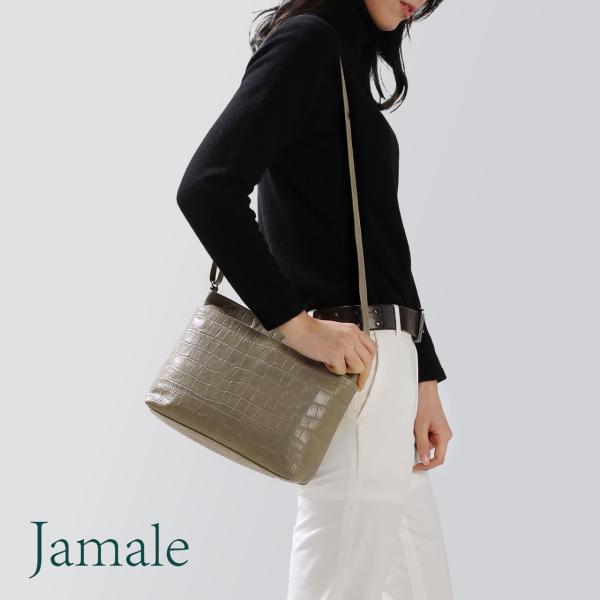 [MAX10%off]Jamale 牛革 ショルダー バッグ 型押し 日本製 全5色 エンボス かわ...