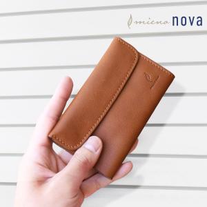 ミニ財布 二つ 折り財布 本革 牛革 メンズ 薄型 フラップ mieno nova レザー コンパクト財布 ［ネコポスで送料無料］ (07000483-mens-1r)