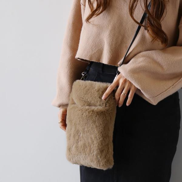 [5%offクーポン]ファーバッグ ショルダー エコファー 斜めがけ バッグ レディース フェイク ...