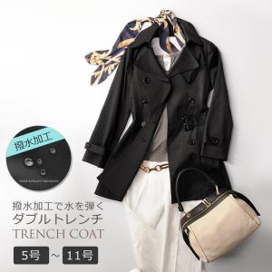 トレンチ コート ダブル トレンチ 撥水 加工 ブラック /...