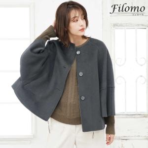 [期間限定価格]ケープ ウール コート アウター ポンチョ レディース ブランド Filomo (08000227r)｜j-white