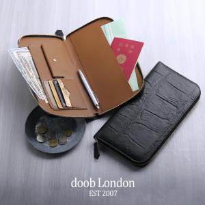 本革 メンズ オーガナイザー ラウンドファスナー 長財布 イタリアン レザー 牛革 クロコダイル型押し doob London 4FC プレゼント 父の日 ギフト(09000586r)｜j-white