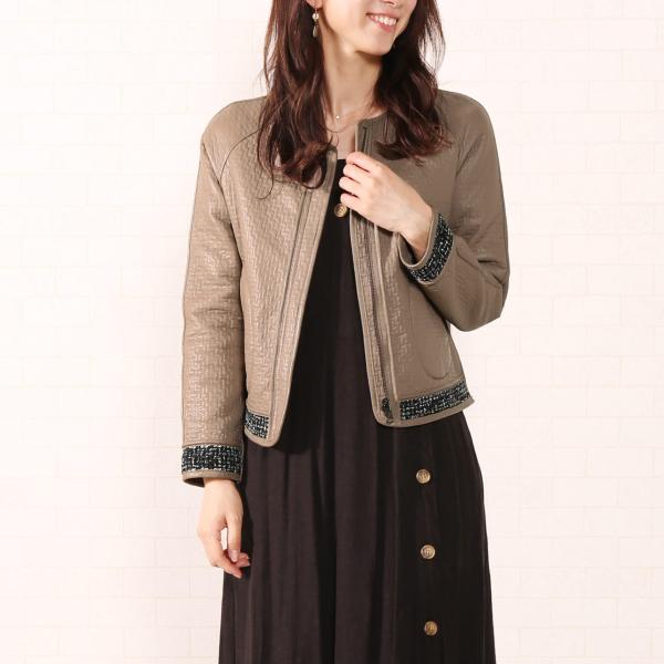 レザー ジャケット リバーシブル シープ 羊革 ツイード レディース アウター 女性 本革 ショート...