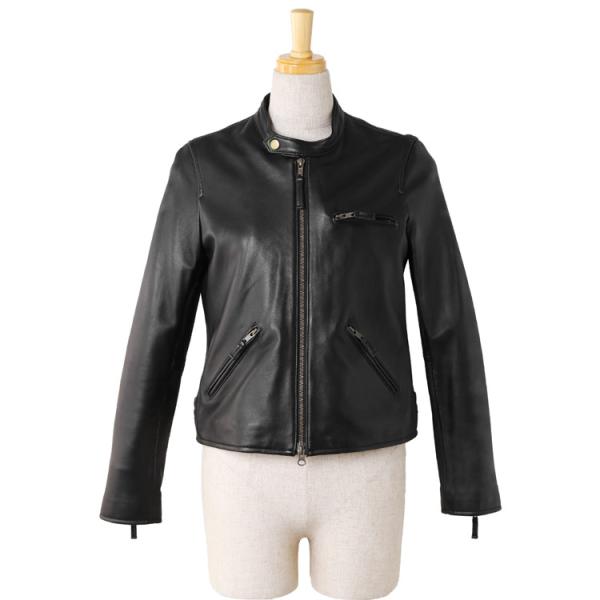 【1点限り】 ラム ライダース ジャケット シングル ナッパ加工 レディース ブラック M〜L (4...