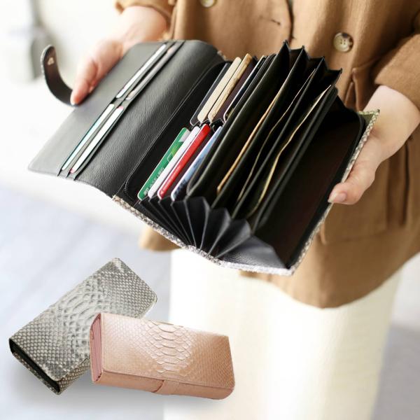 [5%offクーポン]ダイヤモンド パイソン 長財布 レディース かぶせ 財布 L字ファスナー 本革...