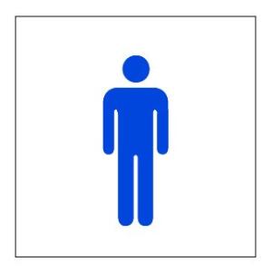 トイレ男女 高耐候性ステッカー100×100 (男)