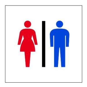 トイレ男女 高耐候性ステッカー100×100 (男女)