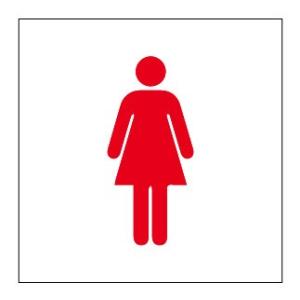トイレ男女 高耐候性ステッカー100×100 (女)