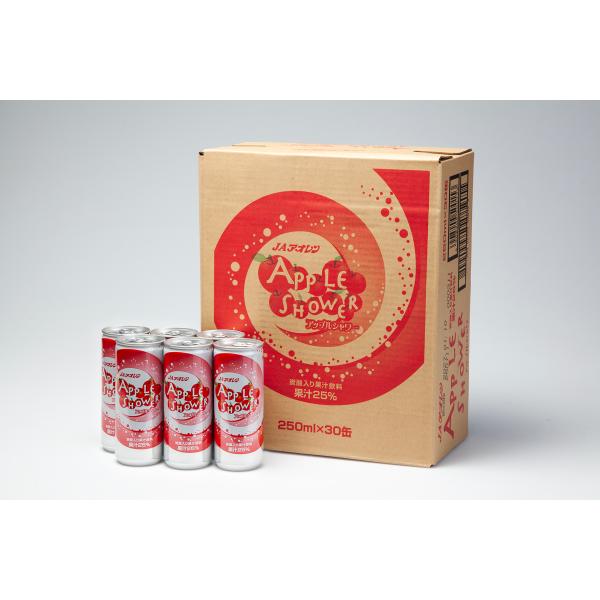 炭酸入り果汁飲料　青森りんご果汁２５％　アップルシャワー　250ml缶×30缶入