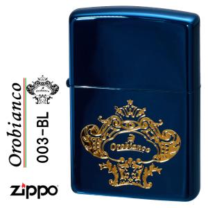 zippo(ジッポー)オロビアンコ　エッチング　ロゴ　イオンブルーコーティング　ORZ-003-BL  送料無料（ネコポス対応）｜jackal