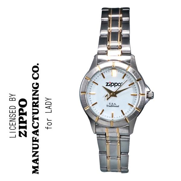 激レア 腕時計レディース ZIPPO社公式ライセンス ZIPPOロゴ入り  アナログ ステンレスベル...