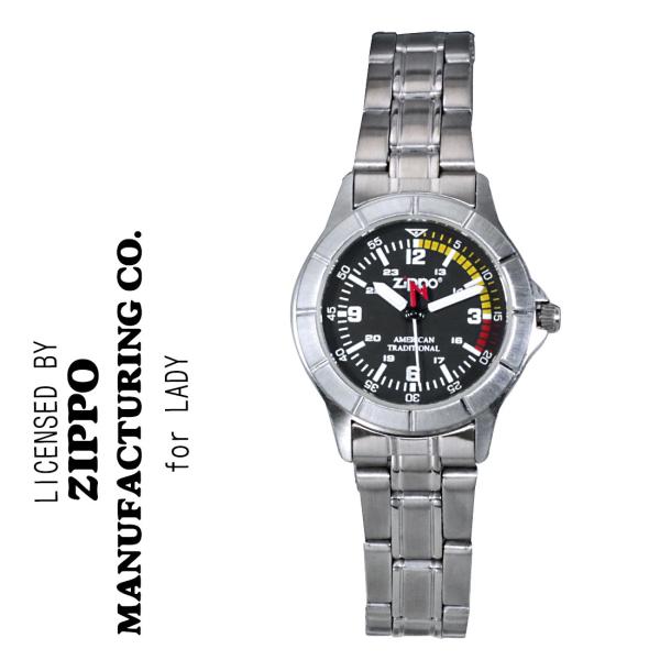 激レア 腕時計レディース ZIPPO社公式ライセンス  ZIPPOロゴ入り アナログ ステンレスベル...