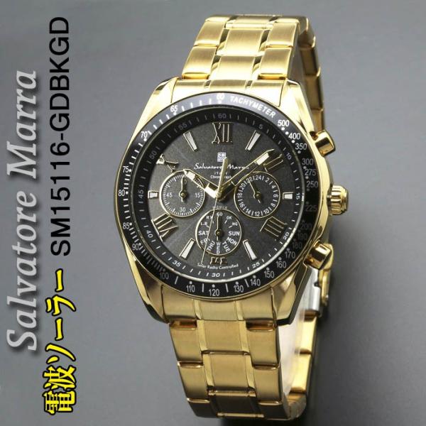 メンズ腕時計 サルバトーレマーラメンズ電波ソーラー腕時計ステンレススチールベルト 　SM15116-...