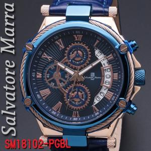メンズ腕時計  (Salvatore Marra)サルバトーレマーラ メンズ 腕時計 10気圧  クロノグラフ  革ベルト 送料無料　 SM18102-PGBL｜jackal