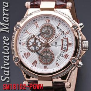 メンズ腕時計  (Salvatore Marra)サルバトーレマーラ メンズ 腕時計 10気圧  クロノグラフ  革ベルト 送料無料　 SM18102-PGWH｜jackal