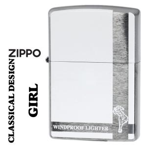 zippo(ジッポーライター)クラシカルデザイン　ガール　#200クロームサテーナ　ホワイト　200CD-G  レトロ　白　ギフト（ネコポスで送料無料）｜jackal