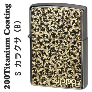 zippo(ジッポーライター)200 シルバーチタンコーティング カラクサメタル貼り(B)（ネコポス対応）｜jackal