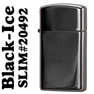 ブラックアイスジッポー スリム#20492 zippoライター ジッポーライター ジッポライターZIPPO slim lighter（ネコポスで送料無料）
