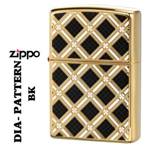 父の日：zippo(ジッポーライター) ダイヤパターン 金メッキ　ブラック  プリント仕上げ　両面加工　2G-DIABK  宝石　高級感  送料無料（ネコポス対応）｜jackal