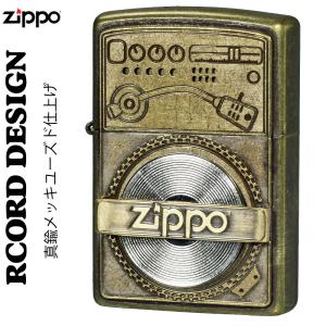 zippo(ジッポーライター) ユーズドフィニッシュレコードデザイン　 真鍮メッキ　ユーズド仕上げ　メタルプレート貼り  おしゃれ　送料無料（ネコポス対応）