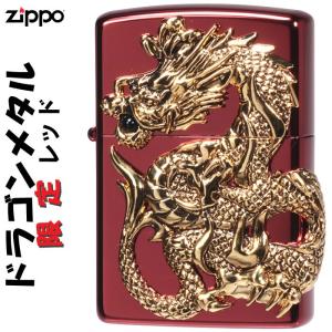 zippo(ジッポーライター)ドラゴンメタル　天然オニキス入り　限定モデルRED　