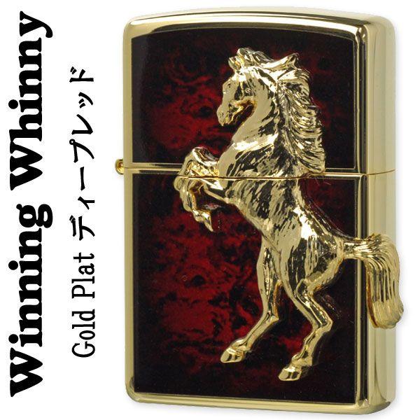 zippo ジッポーライター 馬ウィンニングウィニーゴールドプレート ディープレッド 動物 　干支　...