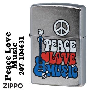 zippo  Peace Love Music ピース　ラブ　ミュージック　2023モデル ストリートクローム  Z207-104631 平和 カッコイイ 音楽　ギター 送料無料 （ネコポス対応）｜jackal