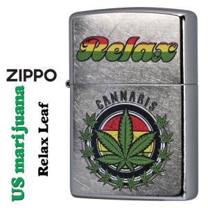 zippo(ジッポーライター) マリファナ　Relax Leaf  リラックスリーフ 2024年　USモデル ストリートクローム Z207-112481  おしゃれ 　ギフト（ネコポス対応）｜jackal