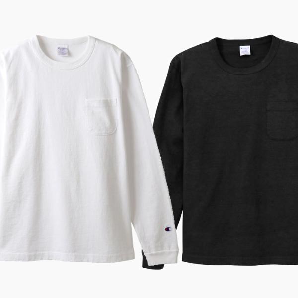 チャンピオン 長袖 ポケットTシャツ CHAMPION T1011 US 無地 白 黒 MADE I...