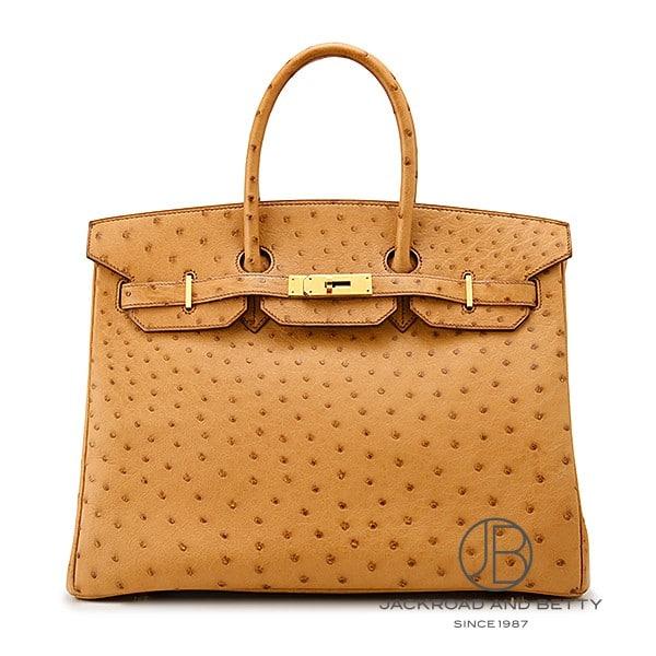 エルメス HERMES バーキン35 オーストリッチ チェスナッツ ブラウン 中古 バッグ/財布/小...